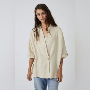 Free People | Lou Blazer Shirt {Summer Khaki} — S
